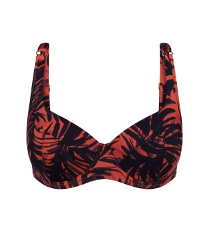 Sutien de baie cu armătură și cupe buretate, decolteu tip sweetheart, Triumph Summer Palm WP 01, Maro - Img 5