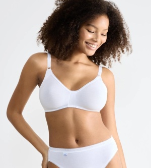 Sutien din bumbac fără armătură, Sloggi Basic+ N Alb