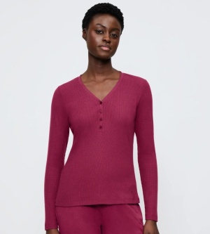 Bluză damă cu mânecă lungă din material moale, Triumph Mix & Match LSL Top Soft Bordo