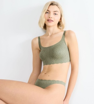 Bustieră fără cusături din dantelă, Sloggi ZERO Feel Bliss Top Verde