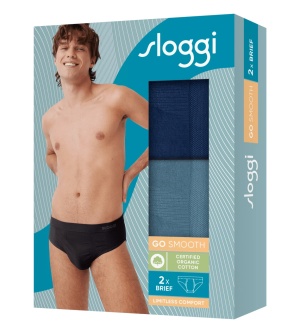 Set de 2 Chiloți din bumbac organic, Sloggi men GO Smooth Brief C2P