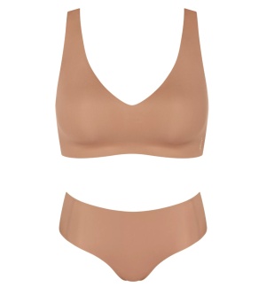 Set lenjerie invizibilă, Sloggi ZERO Feel 2.0 Soft bra + Hipster Bej