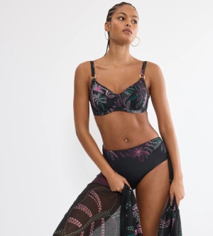 Sutien de baie minimizer, cu armătură, Triumph Summer Tropics W 01 Negru - Img 4
