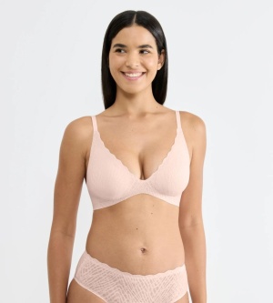Sutien push-up fără armătură, Sloggi ZERO Feel Bliss THE UP P Bra Roz