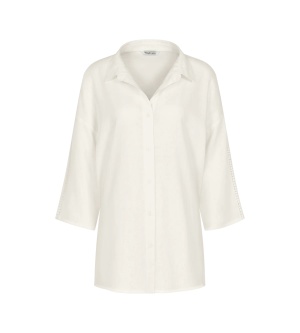 Cămașă damă din in și vâscoză, Triumph Summer Wear Boyfriend Shirt 01 Crem - Img 5