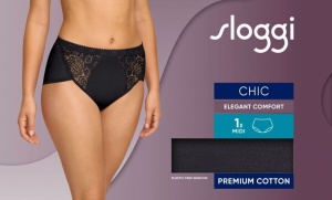Chilot clasic cu talie normlă, Sloggi Chic Midi Negru