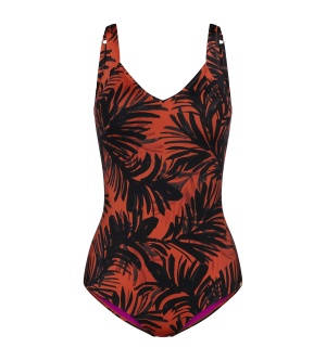 Costum de baie întreg fără armătură, cu cupe buretate, cu efect modelator, Triumph Summer Palm OP, Maro - Img 5