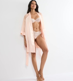 Halat satin Triumph A Weekend To Remember Crem | Kimono elegant cu dantelă - Img 4