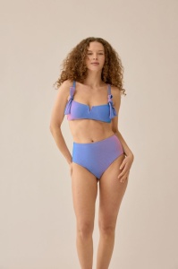 Naturana Merida 77116, Sutien de baie tip bandeau în aspect Chameleon Ribbed Albastru-Roz - Img 4