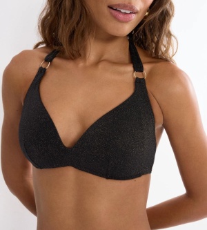Sutien de baie push-up cu efect strălucitor lurex, Triumph Summer Sunset PU Plunge Negru - Img 3