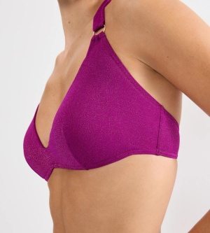 Sutien de baie push-up cu efect strălucitor lurex, Triumph Summer Sunset PU Plunge Mov - Img 3