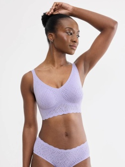 Bustieră fără armătură, dantelat, Sloggi ZERO Feel Bliss Bralette Lila