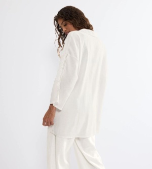 Cămașă damă din in și vâscoză, Triumph Summer Wear Boyfriend Shirt 01 Crem - Img 2