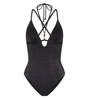 Costum de baie întreg triunghiular cu cupe buretate, Triumph Summer Sunset OP 01 Negru - Img 5
