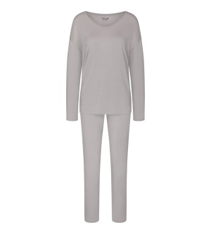 Pijama lungă din modal cu dantelă, Triumph Timeless Sensuality PK LSL Gri - Img 5