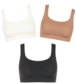 Set de 3 bustiere invizibile Sloggi ZERO Feel 2.0 Top Crem, Bej, Negru - Img 2