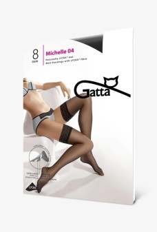 Ciorapi subțiri cu bandă de silicon dublată din dantelă Gatta Michelle 04, 8 DEN, Nero - Img 8