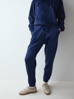 Pantaloni de casă din catifea reiată, Triumph Velour Rib Trousers Bleumarin