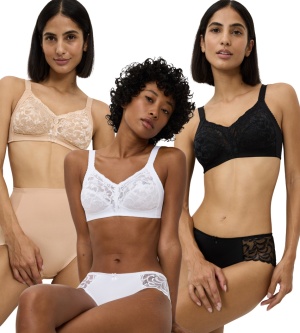Set de 3 sutiene Triumph Delicate Doreen N Alb, Bej, Negru