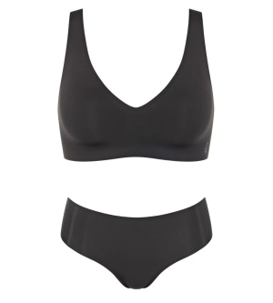 Set lenjerie invizibilă, Sloggi ZERO Feel 2.0 Soft bra + Hipster Negru