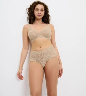 Sutien cu armătură din dantelă florală, Triumph Amourette W Bej - Img 4