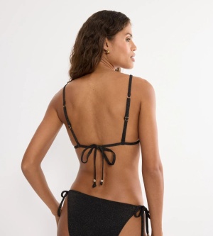 Sutien de baie triunghiular, fără armătură cu lurex strălucitor, Triumph Summer Sunset N Negru - Img 2