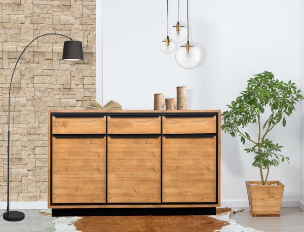 Comoda Mexicana lemn masiv, 3 usi si 3 sertare, 142 x 45 x 85 cm