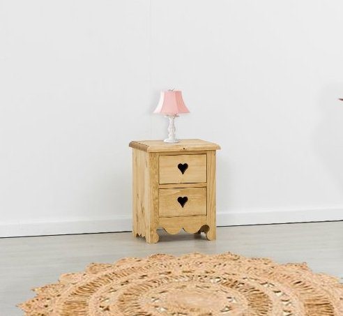 Noptiera dormitor Lemn Masiv Rustic Flame cu 2 sertare, 40 x 32 x 50 cm