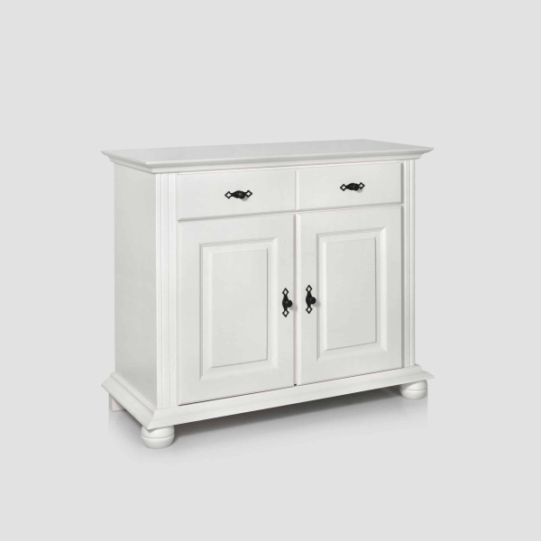 Comoda Sara, lemn masiv, 2 usi si 1 sertar, 103 x 45 x 86.5 cm, alb unt
