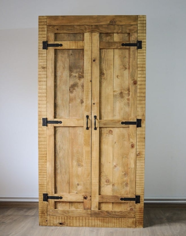 Dulap de haine Equator, 2 usi, lemn masiv pin, 100 x 56 x 200 cm