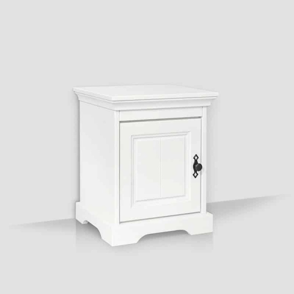 Noptiera dormitor Isabella lemn masiv, 45 x 38 x 55 cm, alb unt