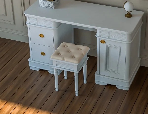 Birou Marsilia cu 1 usa si 2 sertare, lemn masiv, 135 x 54 x 80 cm
