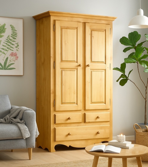 Dulap Inka cu 2 usi si 2 sertare lemn masiv, 126 x 58 x 188 cm