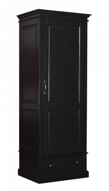 Dulap Lovely Home Matteo cu 1 usa si 1 sertar, lemn masiv + mdf negru, 86 x 62 x 210 cm