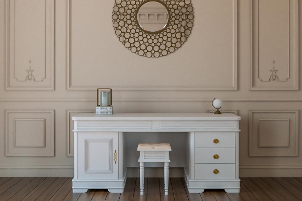 Masa de Birou Marsilia cu 1 usa si 3 sertare, lemn masiv, 180 x 80 x 79.7 cm