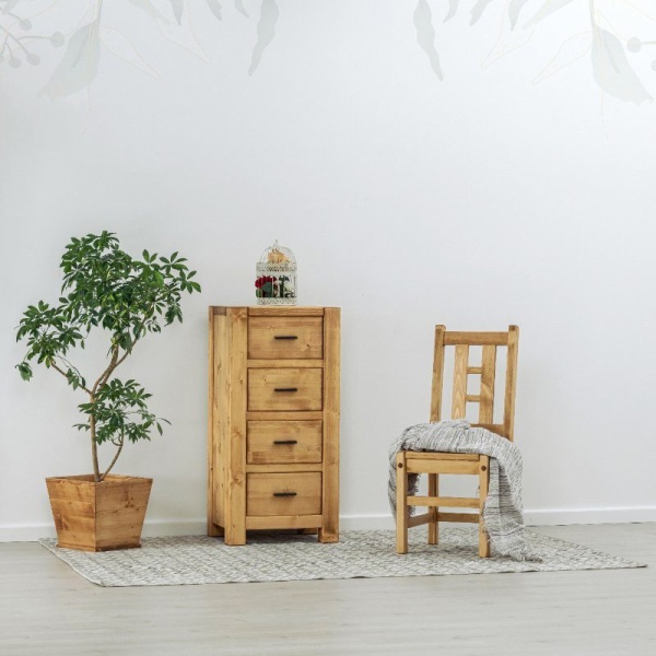 Comoda cu 4 sertare Lemn Masiv Ecuador, 52 x 42 x 108 cm