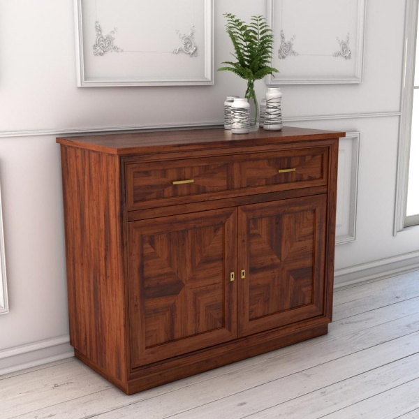 Comoda Milano cu 2 usi si 2 sertare, lemn furniruit, 128 x 55 x 105 cm