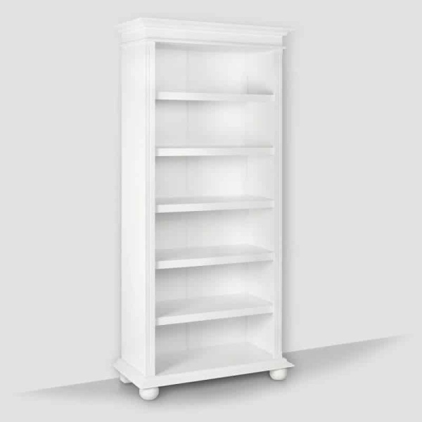 Biblioteca Sara, lemn masiv, 90 x 42 x 201 cm, alb unt