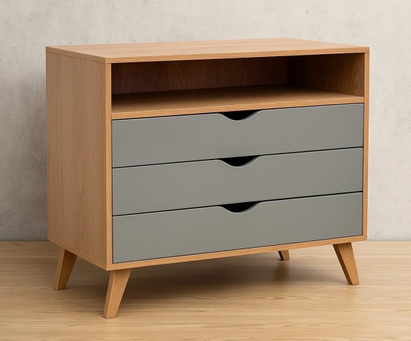 Comoda dormitor Matteo cu 3 sertare, 90 x 40 x 85 cm