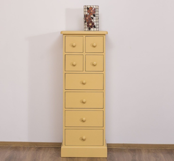 Comoda ingusta cu 8 sertare, lemn masiv, 46 x 36 x 122 cm