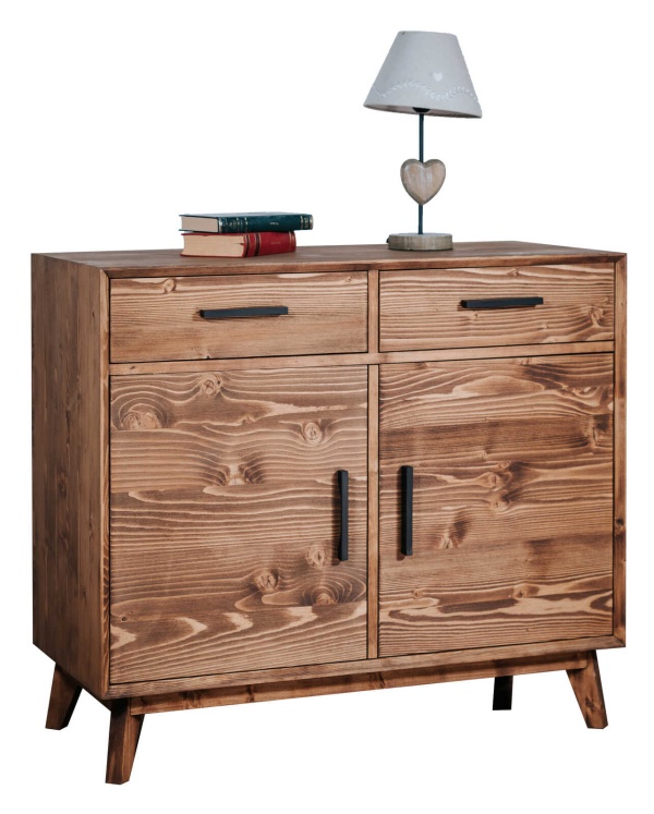 Comoda Terra Home 2 usi si 2 sertare, lemn masiv, 98 x 45 x 85 cm
