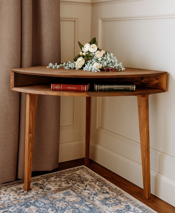 Birou de colt, Terra Home, lemn masiv, 70 x 70 x 76 cm