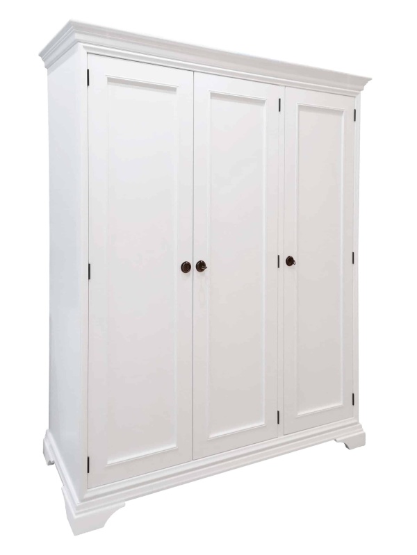 Dulap dormitor Aurelia cu 3 usi, 163 x 64 x 199 cm, alb lemn masiv