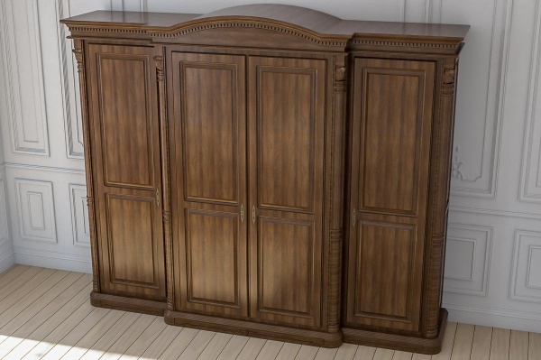 Dulap Dressing cu 4 usi dormitor Cristina, lemn masiv, 295.5 x 71.3 x 240 cm