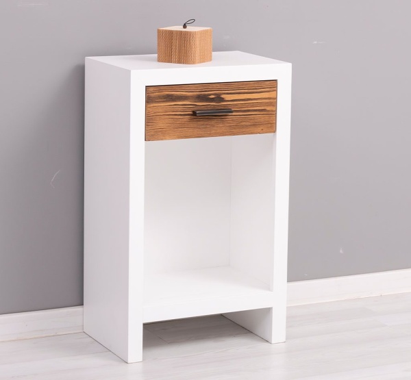 Noptiera cu 1 sertar Rustic Olala, lemn masiv + mdf, 45 x 30 x 74 cm