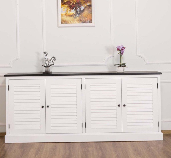 Bufet Mediterana lemn masiv, 4 usi tip zabrea, 209 x 37 x 90 cm