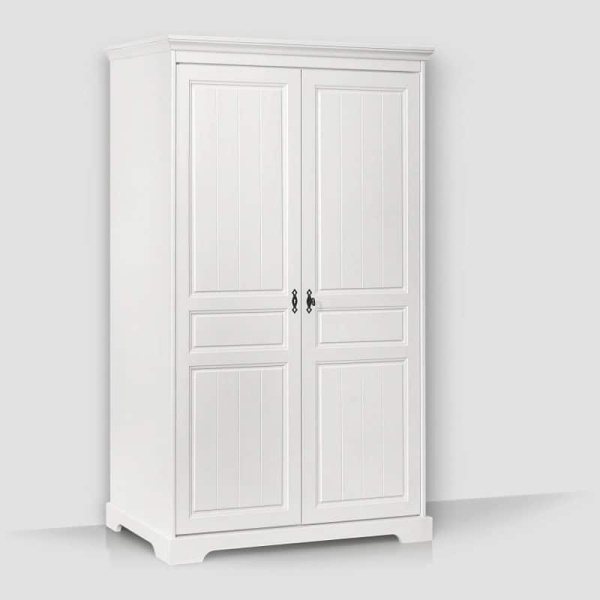 Dulap dormitor Isabella, lemn masiv, 2 usi, 120 x 58 x 198 cm, alb unt