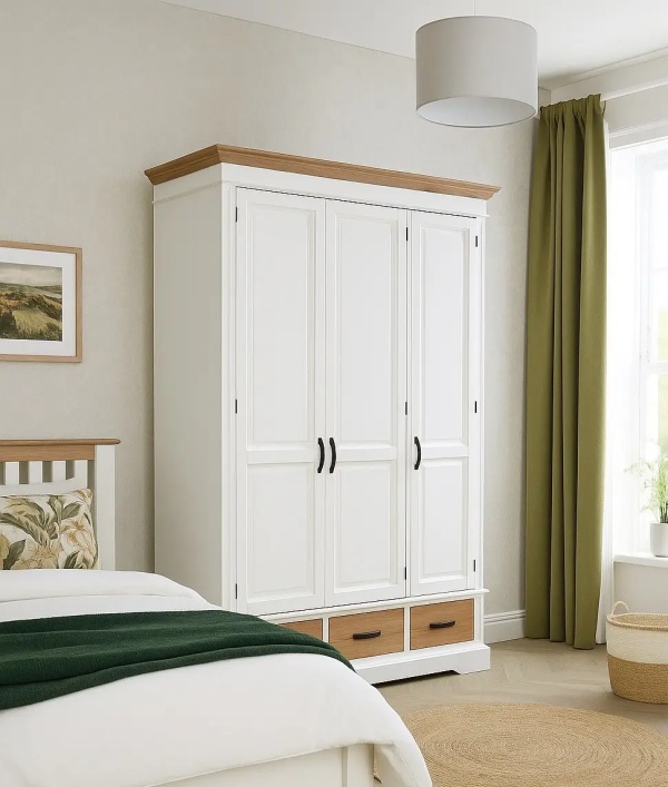 Dulap dormitor Mont Blanc 3 usi si 3 sertare lemn masiv, 167 x 61 x 220 cm