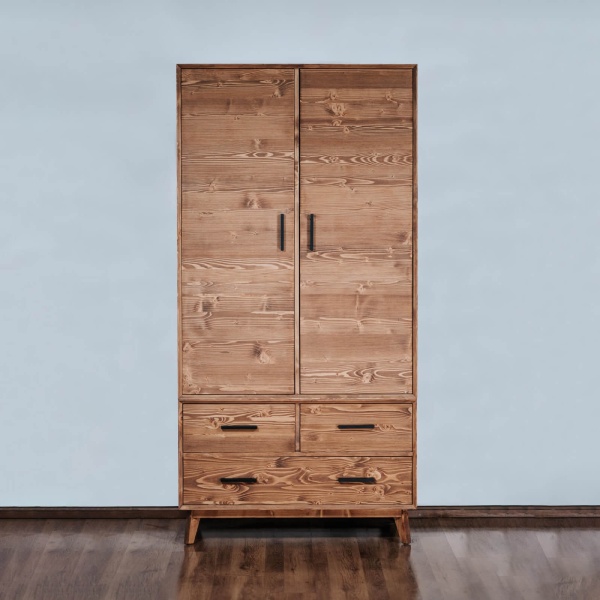 Dulap Terra Home cu 2 usi si 3 sertare, lemn masiv, 100 x 55 x 200 cm