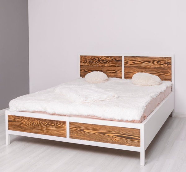 Pat dormitor Rustic Olala lemn masiv + mdf, 90 cm, 140 cm, 160 cm sau 180 x 200 cm